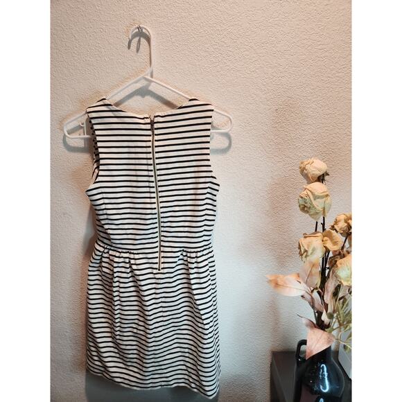 J.Crew Black & White Striped‎ Sleeveless Fit & Flare Dress Petite Small blend - Picture 2 of 3